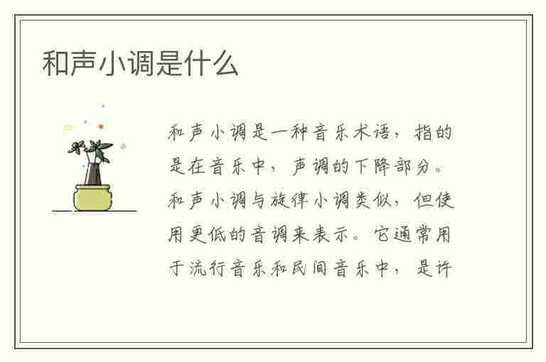 和声小调是什么(和声小调是什么意思)